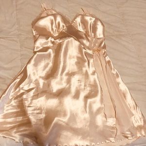 California Dynasty sleeping dress, pink, satin, size small.